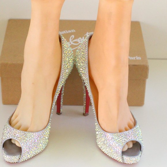 Christian Louboutin White Very Prive Swarovski Strass Ab Crystal - Picture 9 of 11